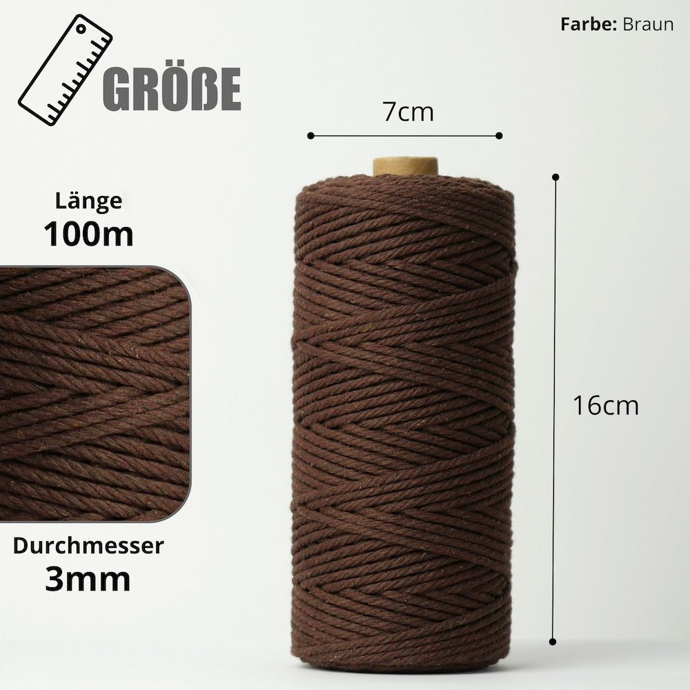 Macrame Yarn - Brown | 3mm x 100m