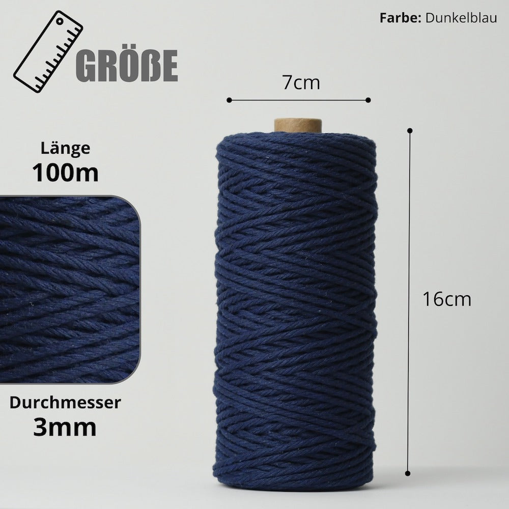 Macrame Yarn - Dark Blue | 3mm x 100m