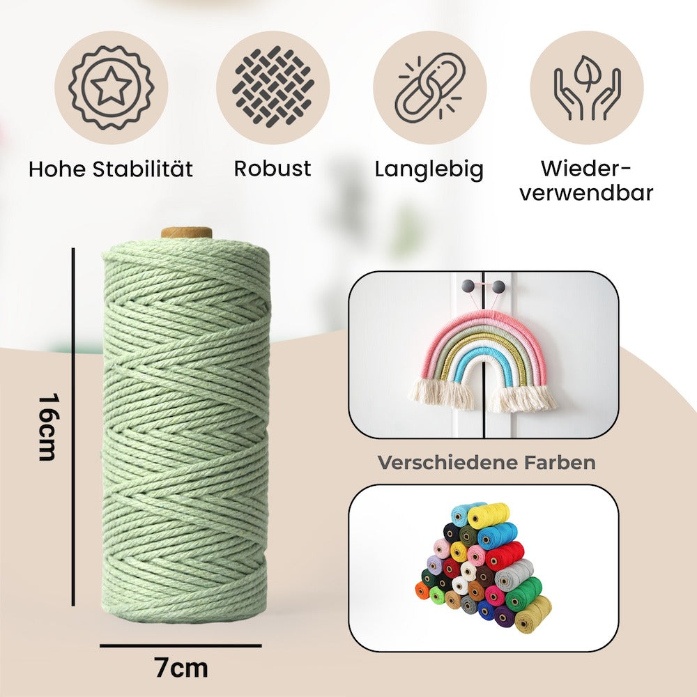 Macrame Yarn - Light Green | 3mm x 100m