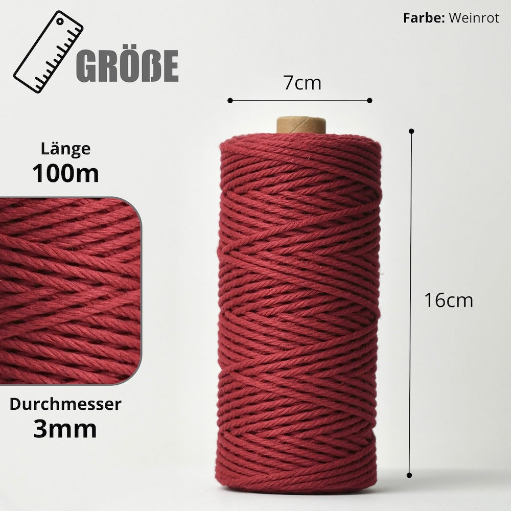 Macrame Yarn - Burgundy | 3mm x 100m