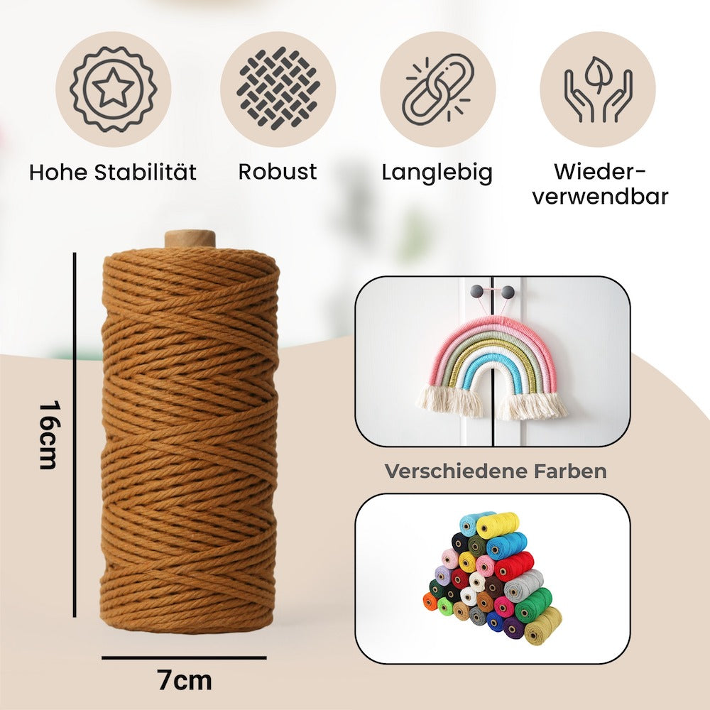 Makramee Garn - Karamell | 3mm x 100m