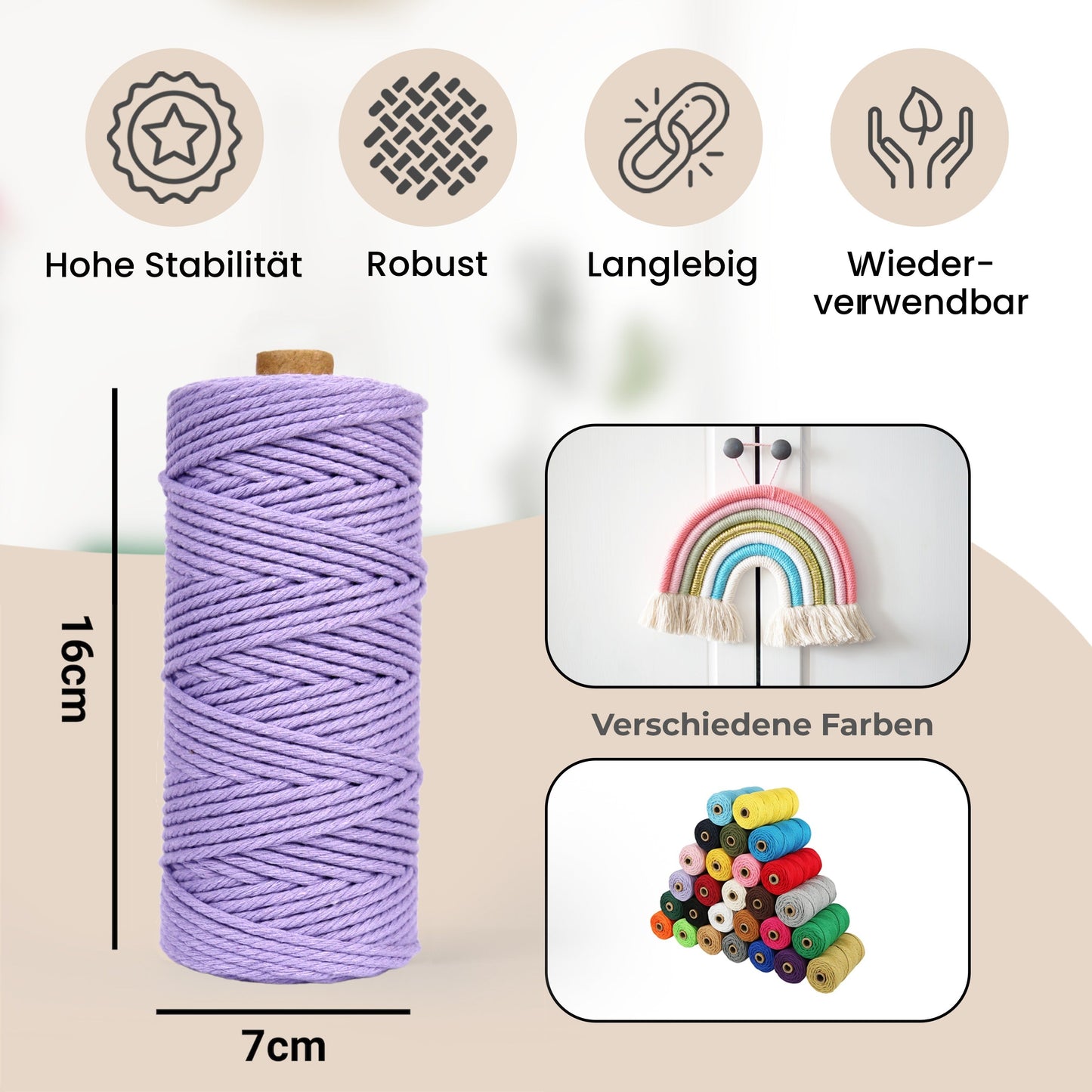 Macrame Yarn - Lavender | 3mm x 100m