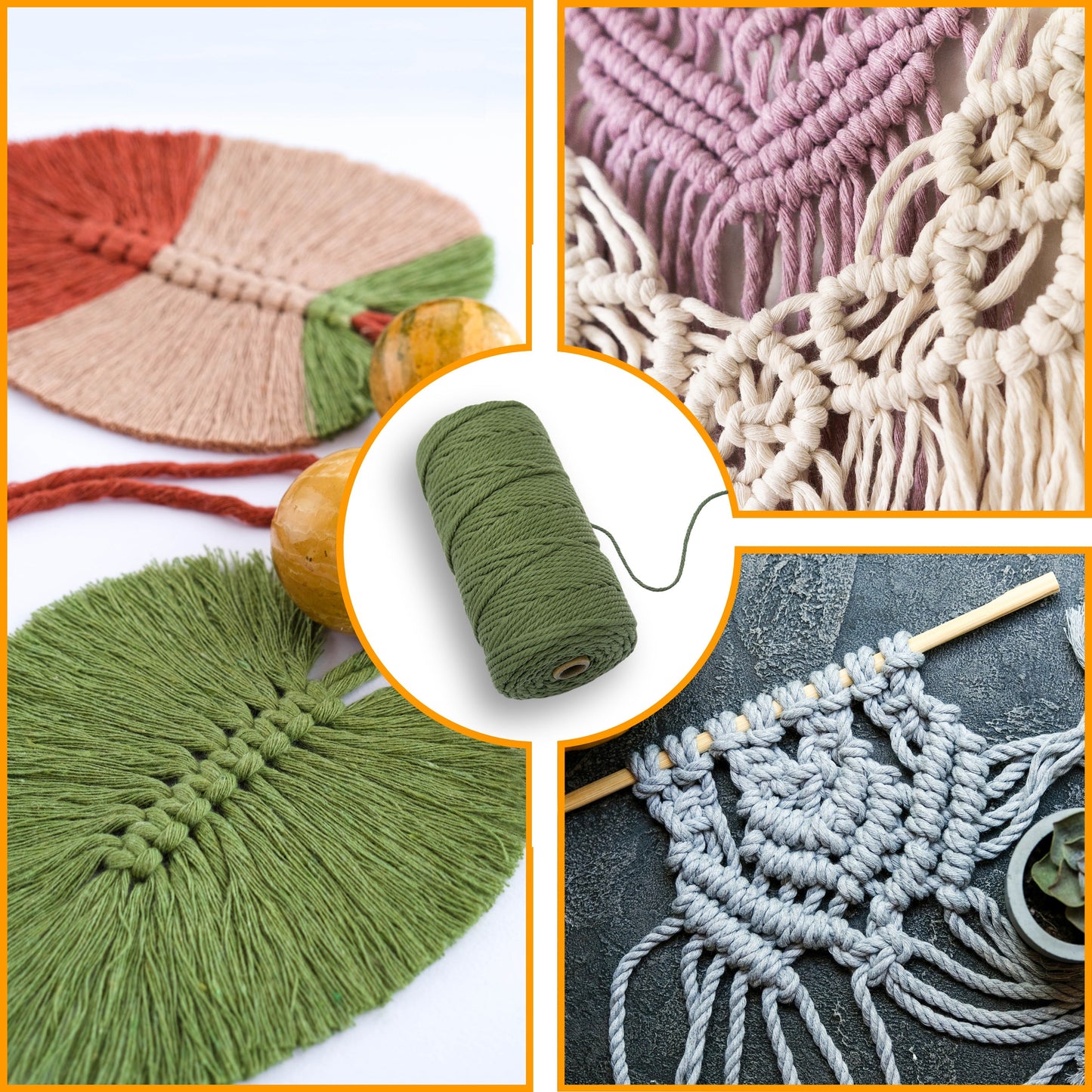 Makramee Garn - Oliv | 3mm x 100m