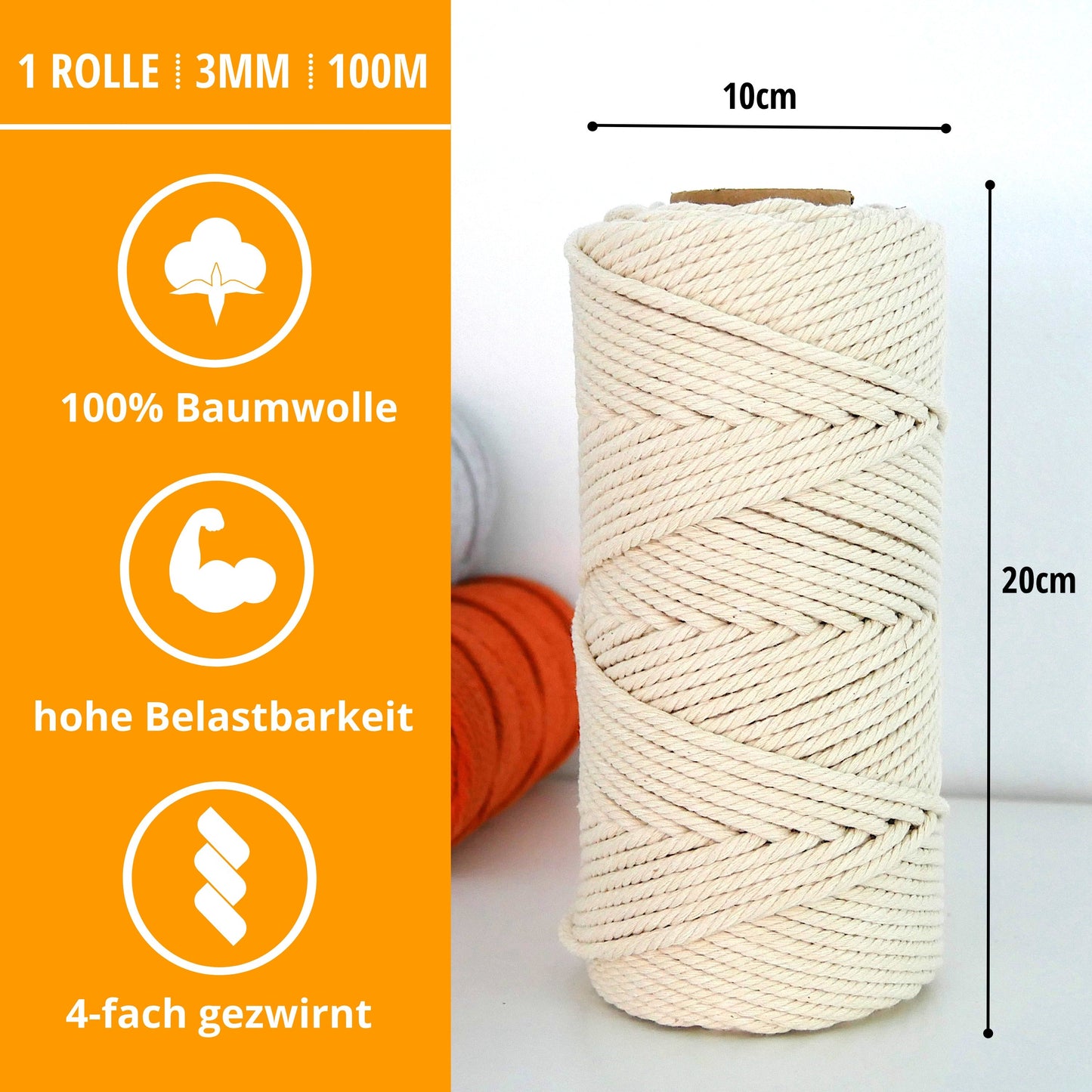 Macrame Yarn - Natural | 4mm x 100m