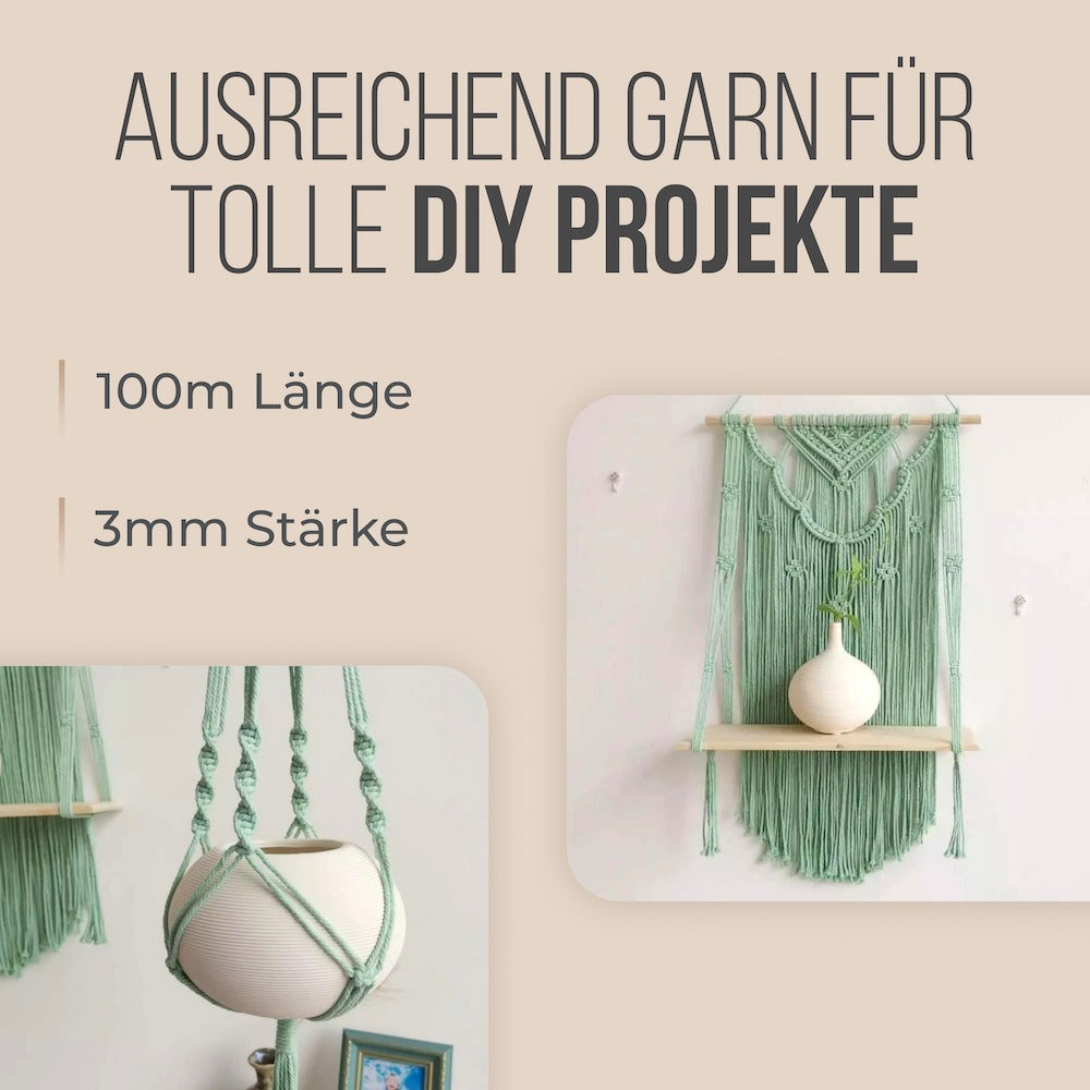 Macrame Yarn - Light Green | 3mm x 100m