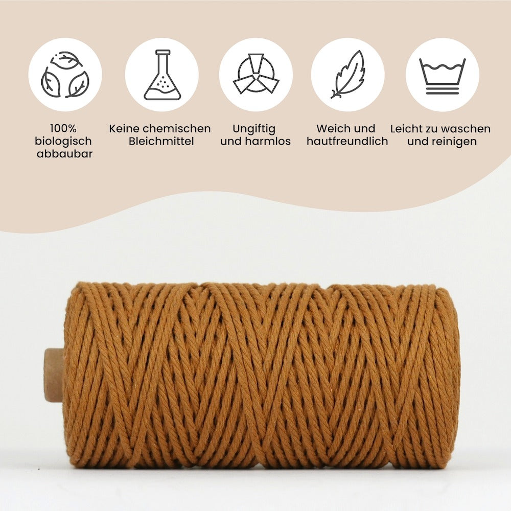 Makramee Garn - Karamell | 3mm x 100m