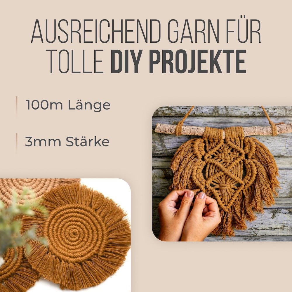 Makramee Garn - Karamell | 3mm x 100m