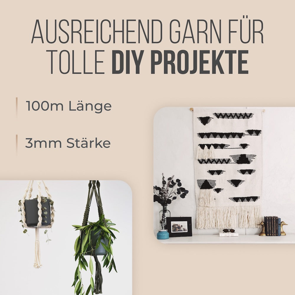 Makramee Garn - Schwarz | 3mm x 100m