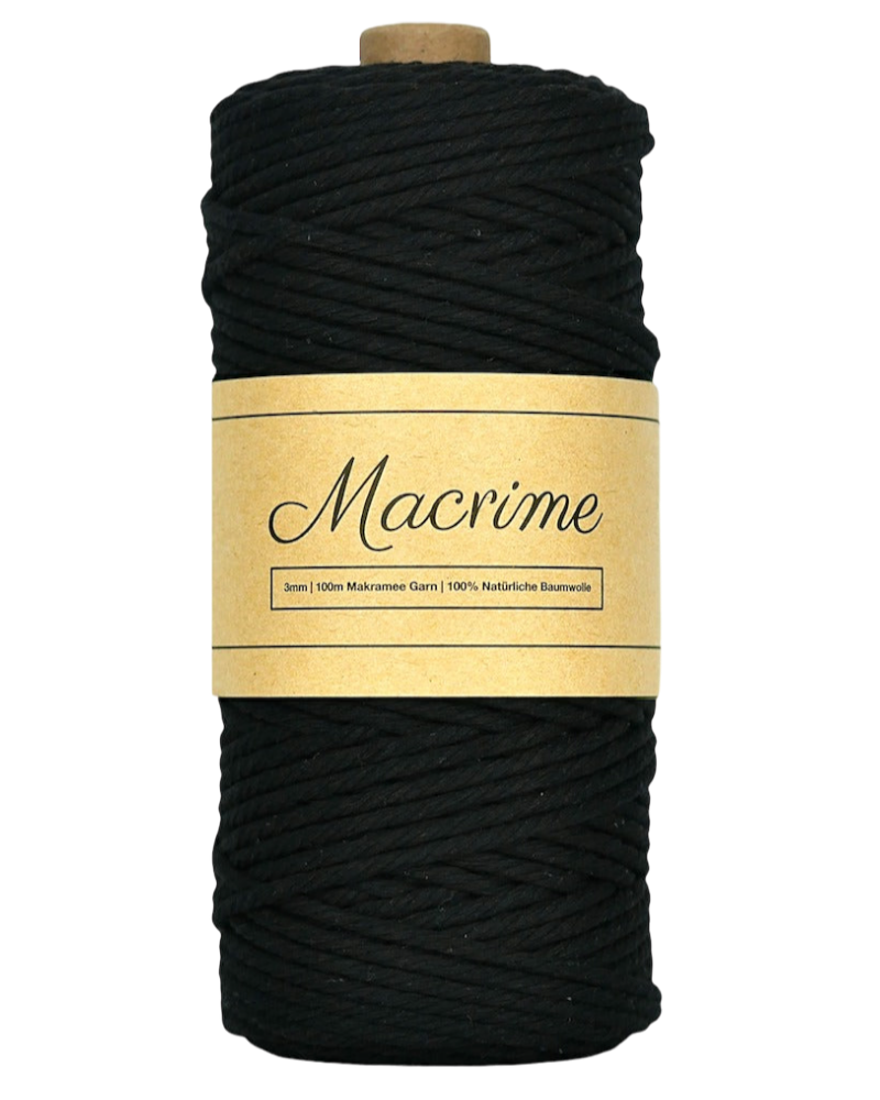 Makramee Garn - Schwarz | 3mm x 100m