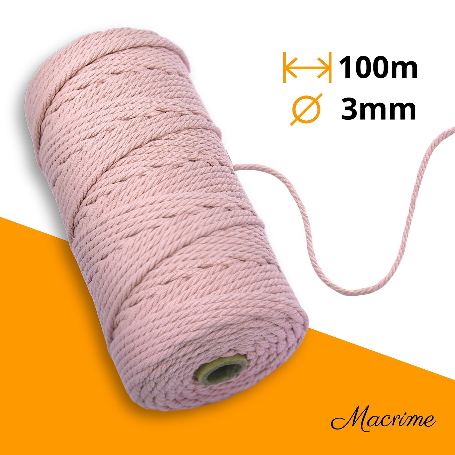 Macrame Yarn - Dusty Pink | 3mm x 100m