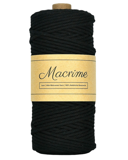 Macrame Yarn - Black | 3mm x 100m