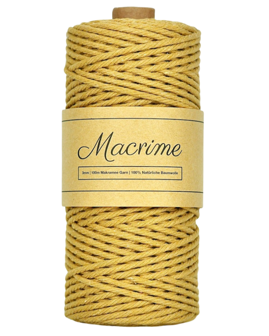 Macrame Yarn - Mustard Yellow | 3mm x 100m